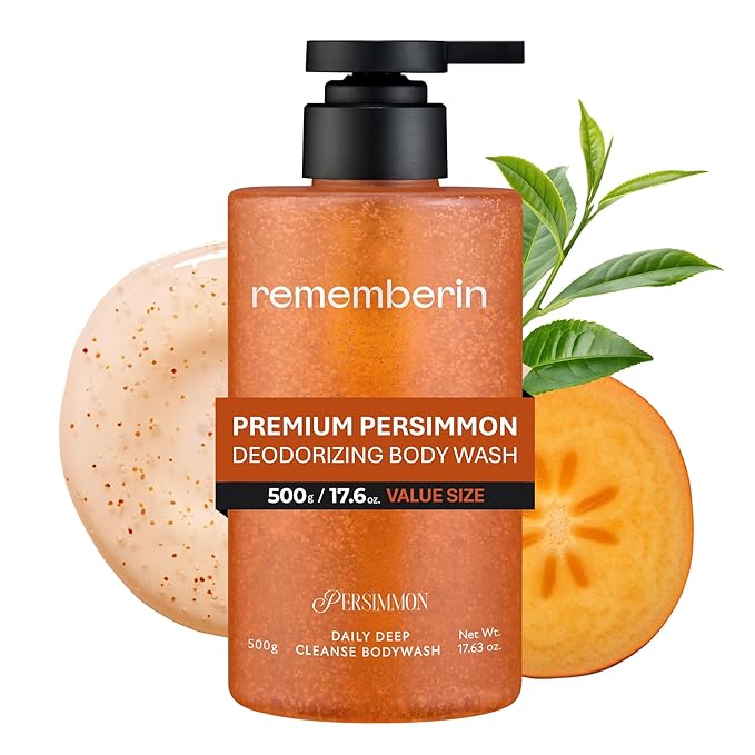 Body Wash for Aging Body Odor & Nonenal – Korean Fermented Persimmon Extract, Reduces Body Odor up to 92.3%, CICA & Ceramide for Sensitive Skin, Sulfate-Free (17.6 oz / 500g)