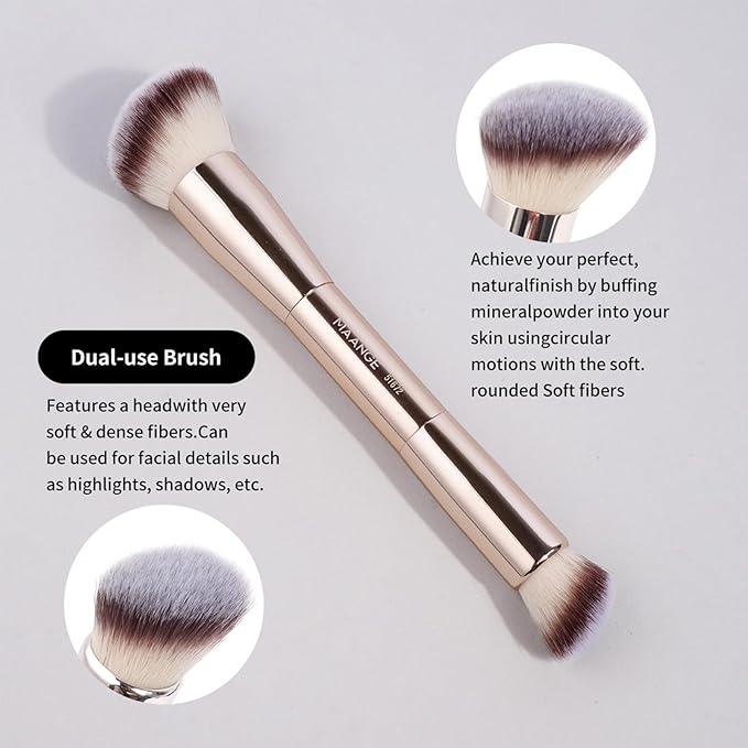 10 Pcs MAANGE Travel Makeup Brush Set with Magnetic case, Premium Synthetic Short Handle Brushes for Foundation, Powder, Concealer, Eye Shadows, Makeup Brush Tools Set(Champagne)