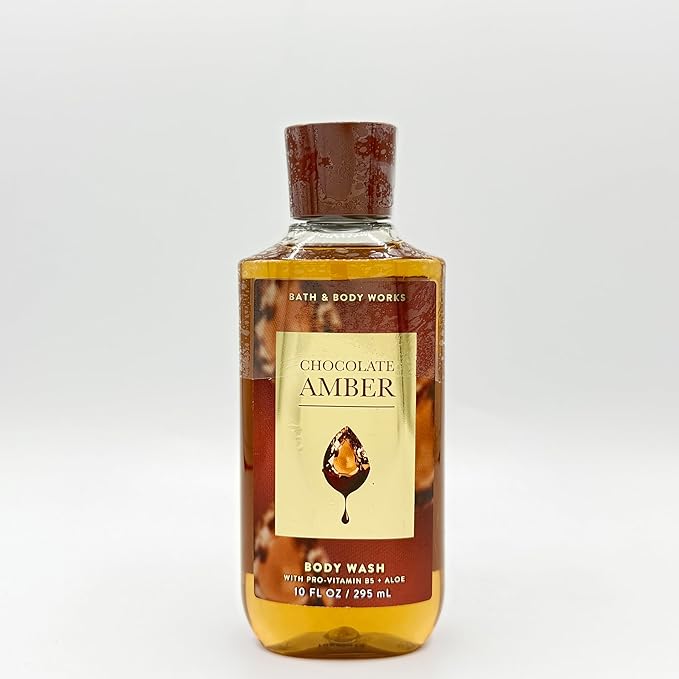 Bath & Body Works Chocolate Amber 4-Piece Gift Set | Includes: Fine Fragrance Mist, Body Wash, Ultimate Hydration Body Cream and S'mores Scentportable Car Visor Clip