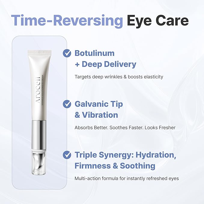 AROCELL Wrinkle Solution Eye Cream 0.5 fl oz – Korean Under Eye Cream with Collagen & Galvanic Care, Hydrating Moisturizing Eye Moisturizer, Elasticity Boosting, Gentle Non Sticky Daily Eye Care