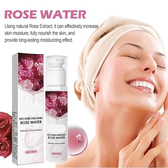 Rose Spray Toner - Natural Rose Extract, Fades Fine Lines, Brightens Skin, Tightens Pores, Long-Lasting Hydration(2PCS)