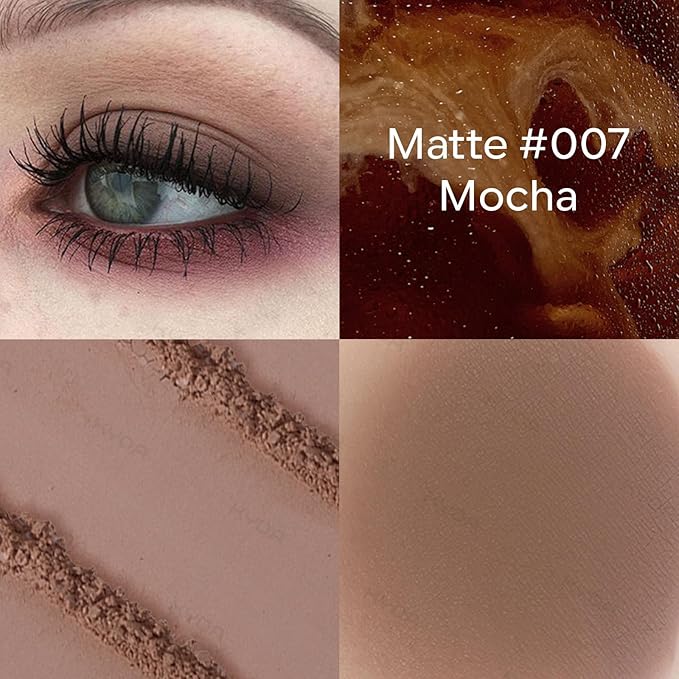 KYDA Coffee Brown Matte Single Eyeshadow, Matte Dark Brown Eyeshadow for Eyes and Brow, Ultra-fine Lightweight, Crease-proof High Pigmented Formula, Korean Mini Eyes Makeup, Mocha