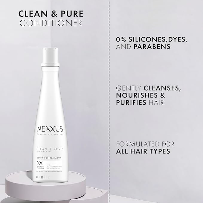 Nexxus Clean & Pure Conditioner Detox for Professional-Level Hair Care Powered by Clarifix Balancer Technology with Lactic Acid 13.5 oz