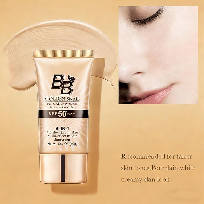 Sunscreen Golden Snail Perfect Cover BB Cream - Tinted Moisturizer with Full Coverage Concealer, SPF50+ PA++++, Long-Lasting Lightweight Formula (1)