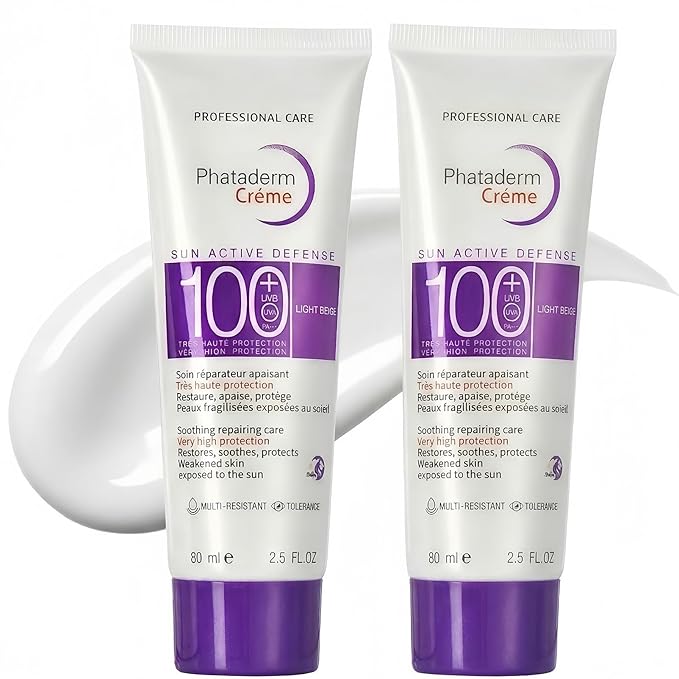2 Pack SPF 100 Sunscreen for Face, Broad Spectrum UVA UVB Protection Sun Active Defense Cream, Lightweight Moisturizing Daily Face Sunscreen, 80ml / 2.5 fl oz Each