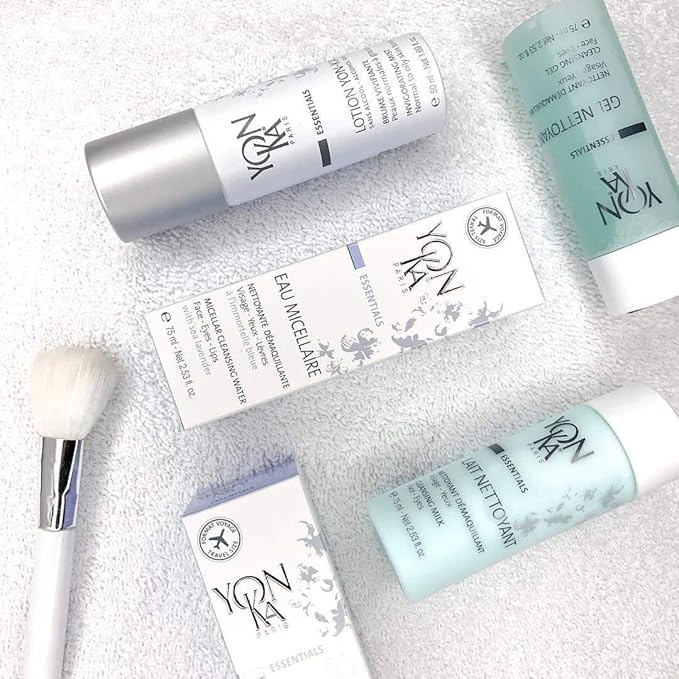Yonka Lait Nettoyant Travel Size Cleanser and Lotion PS Travel Size Toner Set, Gentle Milk Cleanser & Makeup Remover, Toner for Dry or Sensitive Skin