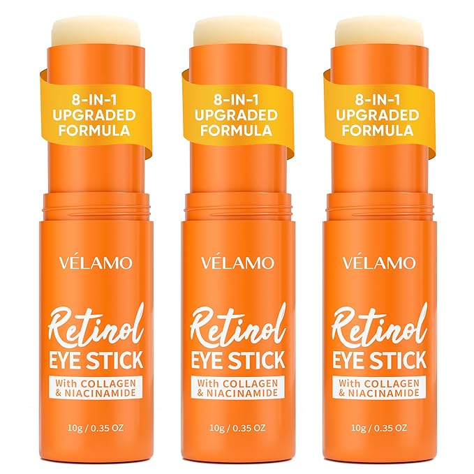 Retinol Under Eye Balm Stick: Korean Retinol Eye Cream for Dark Circles, Puffiness, Eye Bags, Wrinkles & Fine Lines - 8-IN-1 Formula with Collagen, Niacinamide, Peptides & Hyaluronic Acid 0.35 OZ 3Pcs