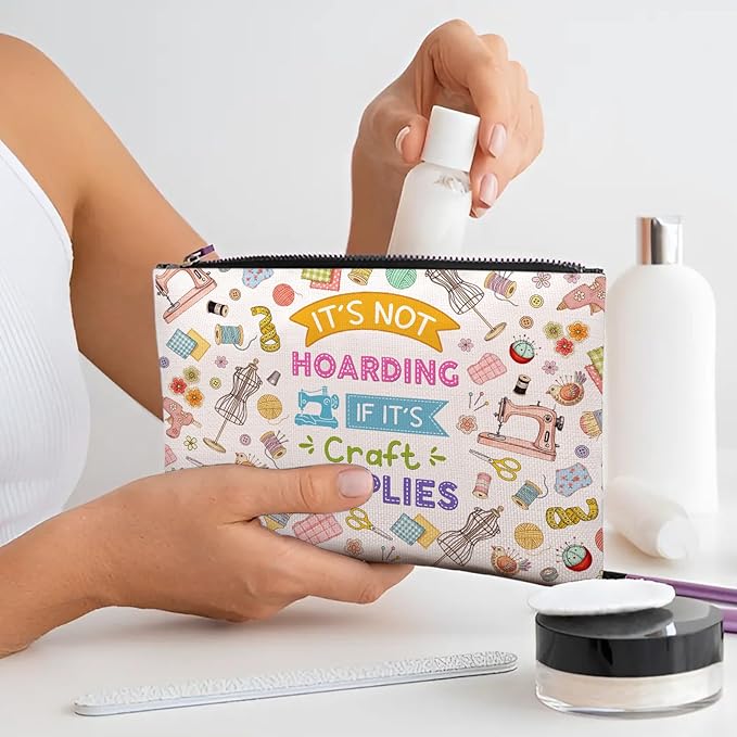 Craft Makeup Bag, Craft Gifts For Women, Crafter Makeup Pouch, Crafter Travel Toiletry Bag With Zipper, Birthday Gifts For Mom Sister, Travel Toiletry Bag