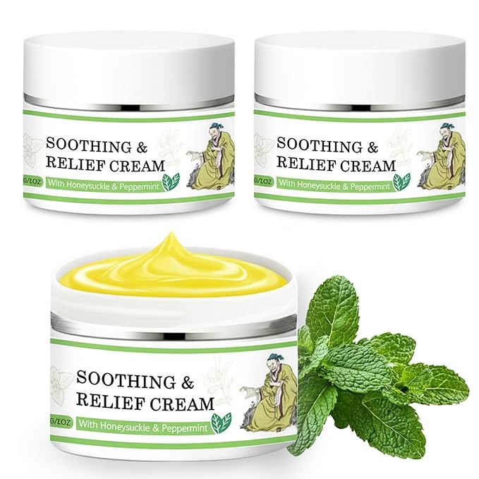 3 Pcs Soothing Relief Cream,Natural Hydrating & Cooling Ointment,Herbal Moisturizer for Sensitive Skin,Cream to Relieve Dryness and Irritation,ightweight & Non-Greasy for Daily Skin Care（30g/1.06oz）