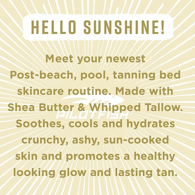 Pilotfish After Sun Body Butter Moisturizing Cream - Shea Butter & Whipped Tallow, Simple Ingredients, After Sun Lotion, Body Lotion, Cucumber, After Sun Care, After Sun Skin Care, 3.8oz