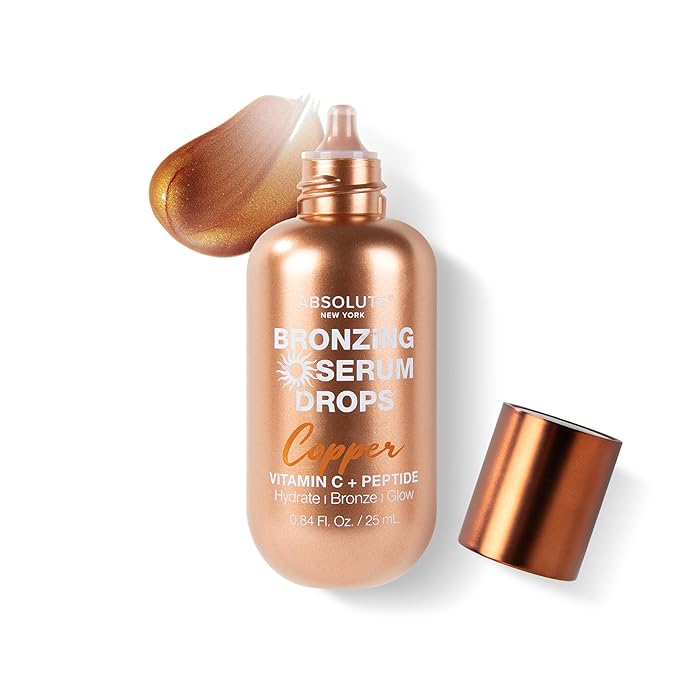 Absolute New York Bronzing Serum Drops with Vitamin C and Peptide; Radiant Hydration Delivers Natural Look (MFBS02 Copper)