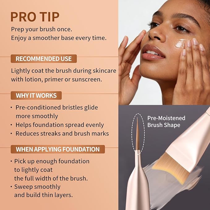 Untra-thin Flat Foundation Brush, Foundation Brush for Liquid Makeup Synthetic Bristles Base Makeup Brush for Seamless Application, Vegan & Cruelty-free P06