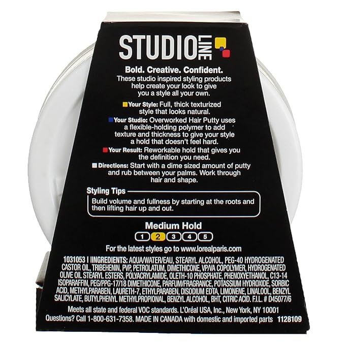 L'Oreal Paris Studio Line Overworked Hair Putty, 1.7 Ounce (Pack of 5)