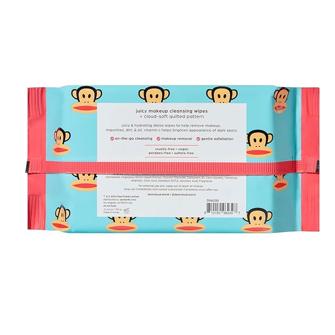 Paul Frank Juicy Makeup Cleansing Wipes - Vitamin C Makeup Remover Towelettes (60 count)