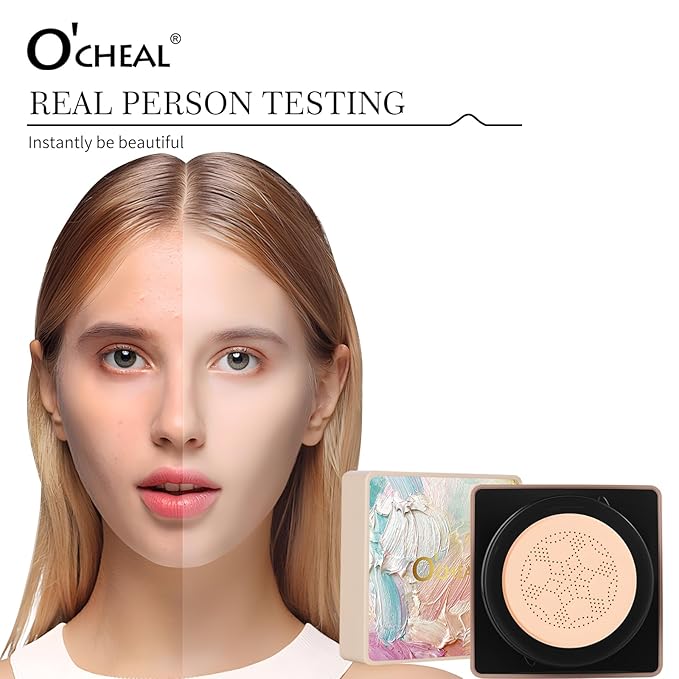 O'CHEAL Mushroom Head Air Cushion CC Cream,BB Cream Foundation Cream for Face Makeup Concealer Cushion for Face Comestics Make Up Long-Lasting Cushion Compact 03 DEEP SHADE