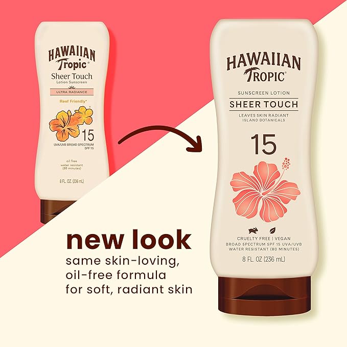 Hawaiian Tropic Sheer Touch Ultra Radiance Lotion Sunscreen SPF 30, 8oz & Sheer Touch Ultra Radiance Lotion Sunscreen SPF 15, 8oz