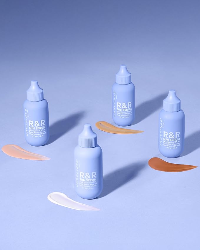 Undefined R&R Sun Serum SPF 50 PA++++ Tinted Mineral Sunscreen with Niacinamide, Water Resistant Broad Spectrum Protection & Blue Light Defense (Medium Tint)