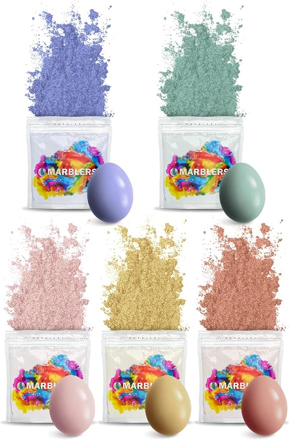 MARBLERS Mica Powder Colorant Set [Eggshell 5 Color Set] |Cosmetic Grade | Epoxy Resin Pigment | Dye | Non-Toxic, Vegan, Cruelty-Free | Lip Gloss, Nails, Body Butter, Bath Bomb, Candle & Soap Making