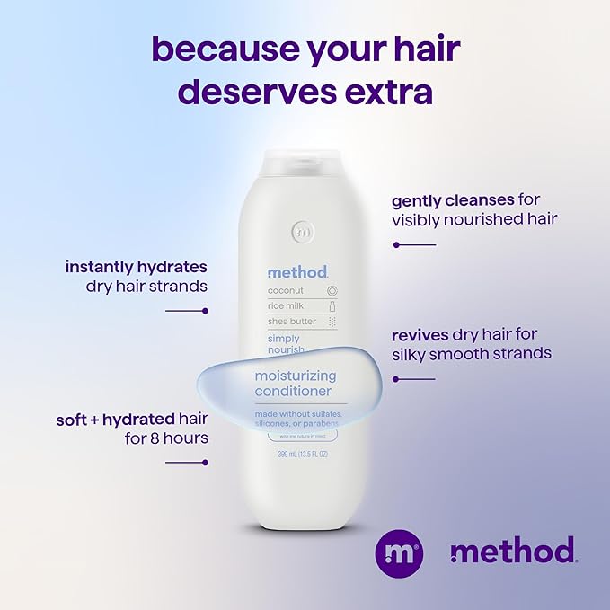 Method Moisturizing Conditioner, Simply Nourish - Revitalizes Dry Hair, Safe for Color-Treated Hair - Sulfate Free and Cruelty Free - 13.5 oz