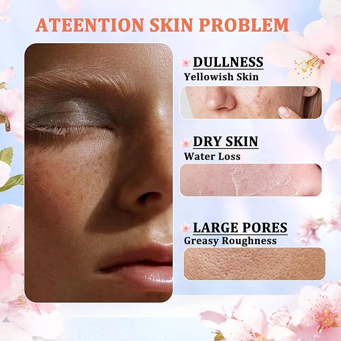 8PCS Sakura Skin Care Set,Hydrating Skin Care Kit Gift Set for Women and Girls,Moisturizing Skincare Set Facial Kit with Cleanser,Face Serum,Face Masks,Facial Cream,Toner and Eye Cream