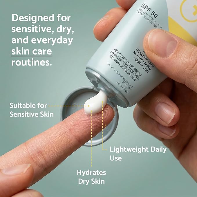 SUNPLUS SPF 50 Sunscreen Lotion for Face & Body – Broad Spectrum Sun Protection, Lightweight Non-Greasy, Water Resistant, Travel Size Sunscreen 4 oz, Daily Use Sunblock Lotion