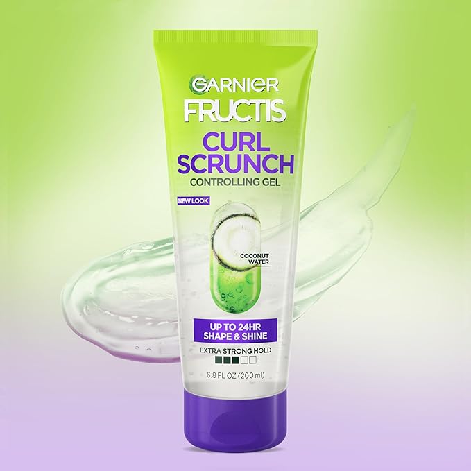 Garnier Fructis Style Curl Scrunch Controlling Gel for Shape & Shine, 6.8 Fl Oz, 3 Count (Packaging May Vary)