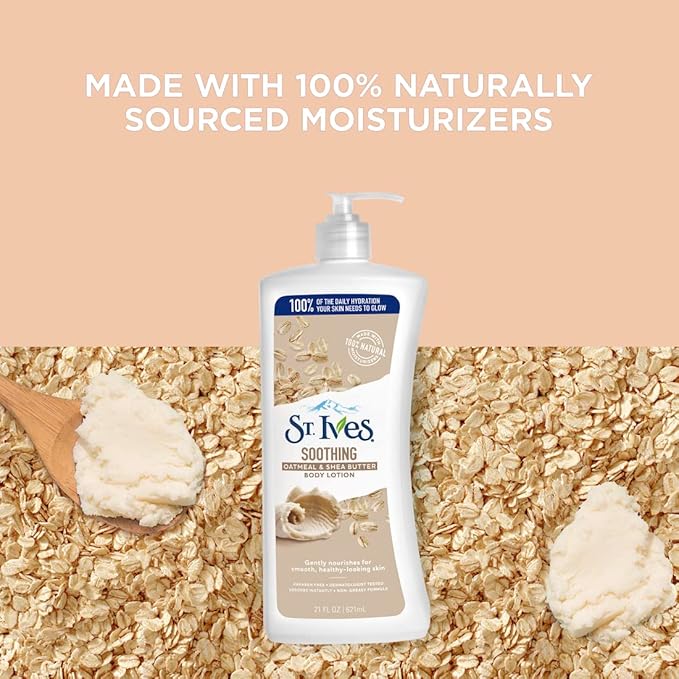St. Ives Soothing Hand & Body Lotion for Women with Pump, Daily Moisturizer Oatmeal and Shea Butter for Dry Skin, Made with 100% Natural Moisturizers, 21 fl oz, (Pack of 8)
