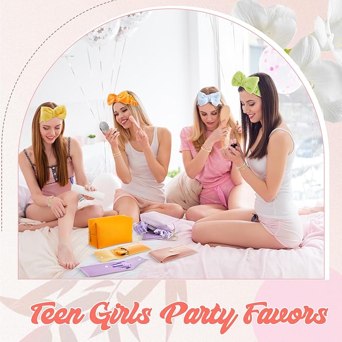 Zeyune 36 Pcs Gifts Sets Bulk for Tween Teen Women Preppy Party Favors Set Preppy Makeup Bag Hair Pin Scrunchies Headbands Bracelets Trendy Stuff Gift for Women Friend Birthday Present(Bright Color)