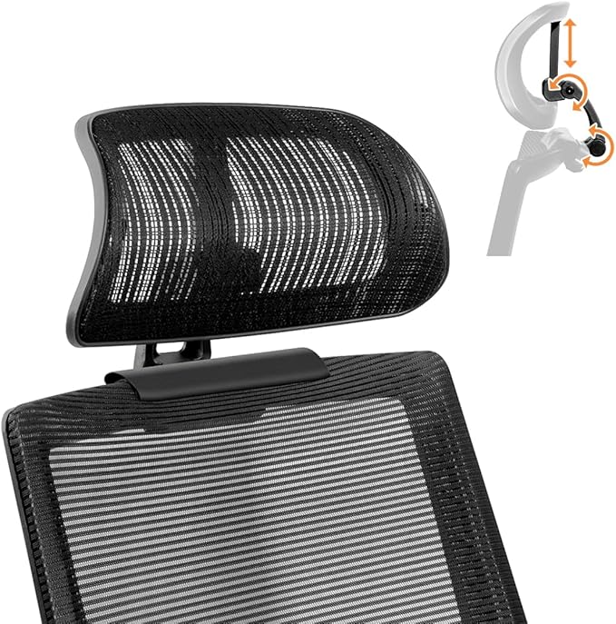 The Office Chair Headrest Attachment, Can Adjust The Height, Inclination, and Distance Between The Front and Back.Mesh Headrest is Suitable for Ergonomic Office Chairs(Black)