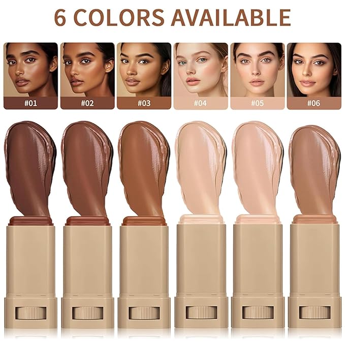 Foundation Stick Skin Tint for Black Women 6 Color Skin Tint Balm Face Solid Tinted Moisturizing Contour Stick Foundation 03