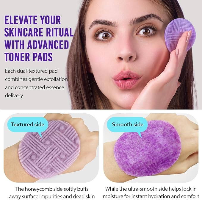 Toner Pads for Face with Onion PHA - 60 Count Travel Pores Glow Renewal Hydrating Pads Korean Skincare Daily Skin Radiant, Hydrated, Renewed | Multi-Functional Toner Fades Blemishes & Acne Scars