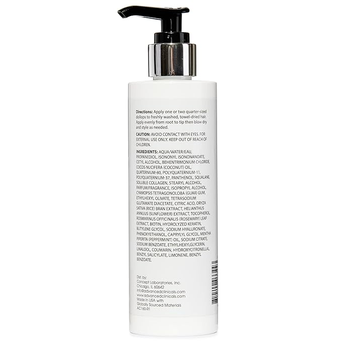 Advanced Clinicals 10-in-1 Anti-Frizz Hydrating Heat Protectant Hair Cream Coconut & Bamboo Strengthen, Detangle & Smooth Dry, Damaged Hair DEA, Paraben, Sulfate-Free, Color Safe, 7.5 Fl Oz