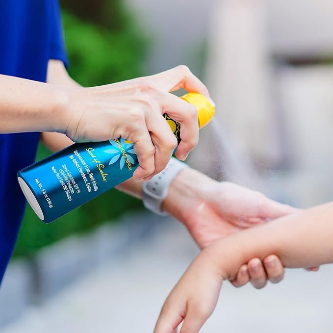 Ocean Potion Sun Care Continuous Sunscreen Spray SPF 70, Broad Spectrum UVA/UVB Protection Body Spray with Vitamin E & Aloe, Non-Greasy, Water-Resistant, 5.5 oz