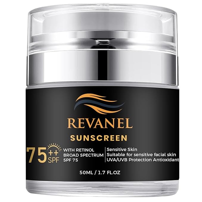 Sunscreen with Retinol, SPF 75, Broad Spectrum Advanced Formula for Maximum Sun Defense UVA/UVB Protection, Formulated Specifically for Sensitive Skin, 1.7 fl oz (1)