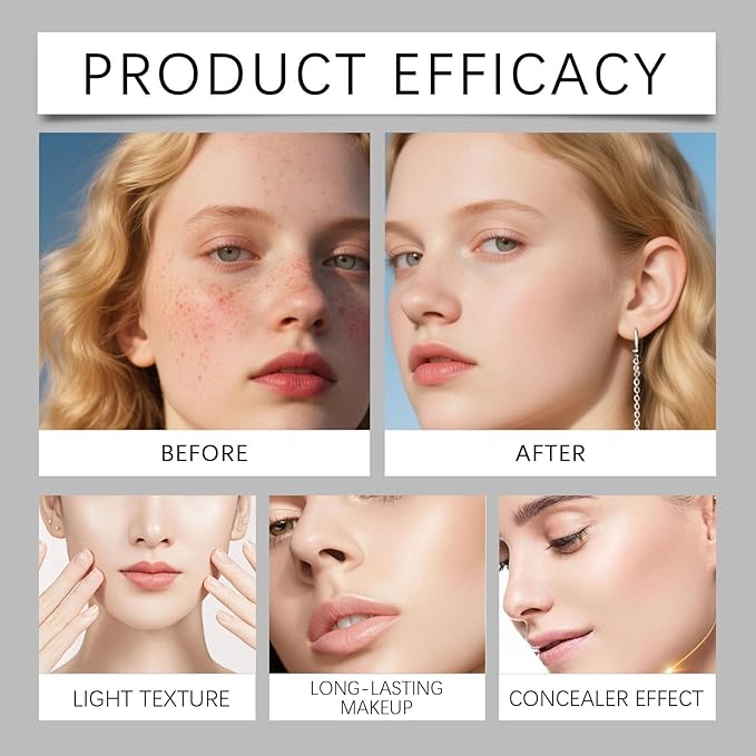 Color Changing Foundation Stick - 2 in 1 Foundation Stick with Brush, Hydrating Concealer Base Makeup, Korean Skin Care Foundation Stick, Perfect Match For All Skin Tones (Dark)