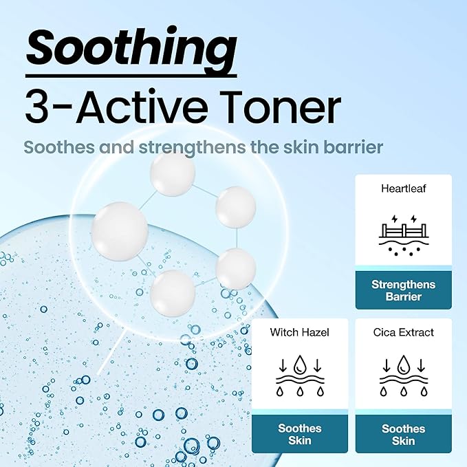 Soothing 10% Toner – Instant Calming Toner with CICA & Heartleaf, Redness Relief, Cooling & Hydration, Strengthens Skin Barrier for Sensitive, Acne-Prone Skin, Korean Skincare, 10.14 fl oz