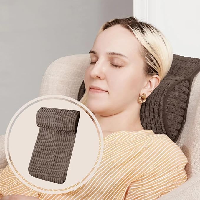 WdFour Headrest Memory Foam Pillow, Support Cushions for Neck, Back or Leg for Sofas, Recliners, Office Chairs, Massage Chairs for Neck Pain Relief and Cervical Support (Brown, 17" Wx2.7 D)