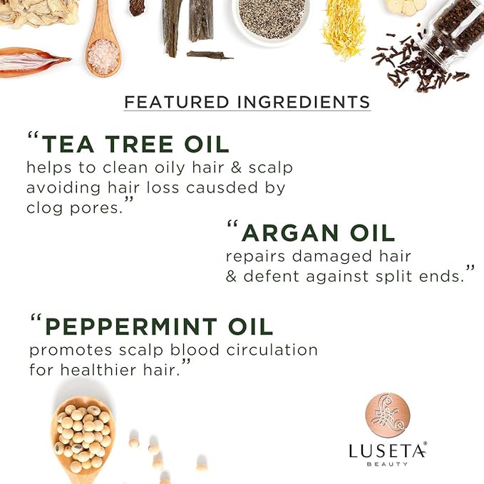 Luseta Tea Tree Oil Shampoo 33.8oz- Natural Anti Dandruff Treatment for Dry and Damaged Hair, Sulfate Free & Safe for Color Treated Hair