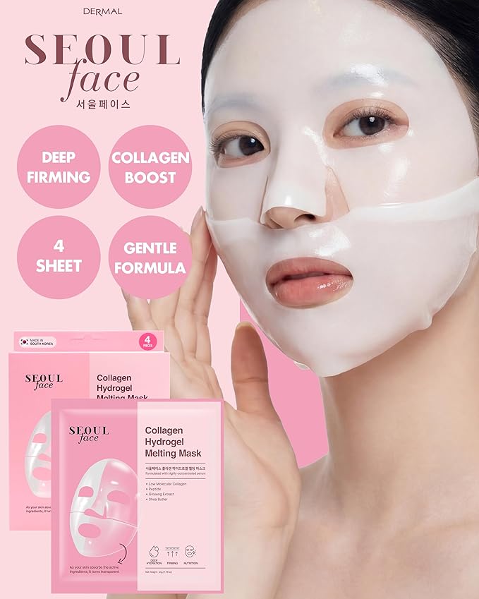 DERMAL Apple Peeling Toner Pad, 80 Pads + Collagen Hydrogel Melting Jelly Gel Mask 4 ea Bundle