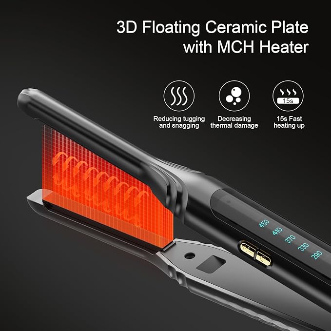 Small Flat Irons for Short Hair,Pro 3/10'' Pencil Flat Iron with LED Display,Pixie Cut and Bangs,Mini Hair Straightener for Edges with Adjustable Temperature,Auto Shut Off