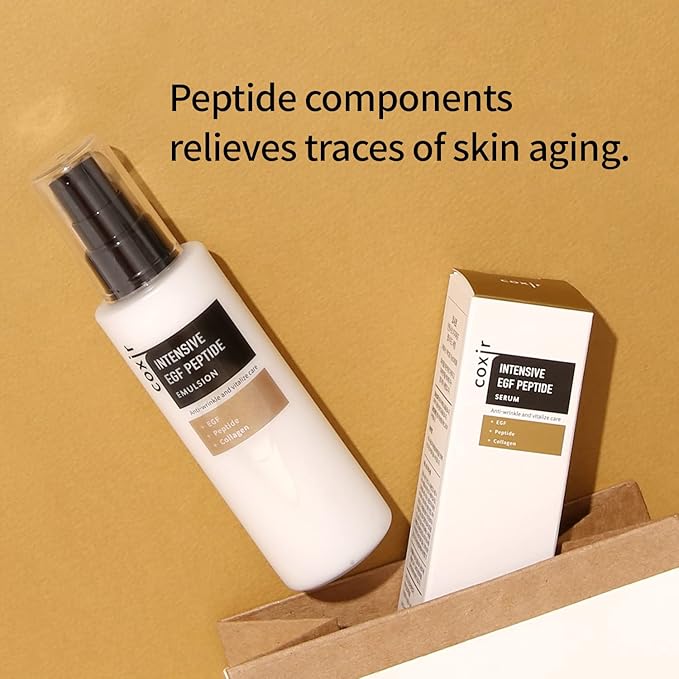 coxir Intensive EGF PEPTIDE Emulsion l Youth Activating Moisturizer for Face with EGF(Epidermal Growth Factor),Multi-Peptides l for Dull,Aged Skin and Damaged Skin [100ml/3.38 fl.oz]