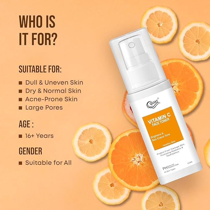 Vitamin C Face Toner – Brightening & Hydrating Facial Toner for Even Skin Tone, Pore Minimizing & Refreshing Toner, Alcohol-Free pH Balanced Skincare for All Skin Types – 100 ml