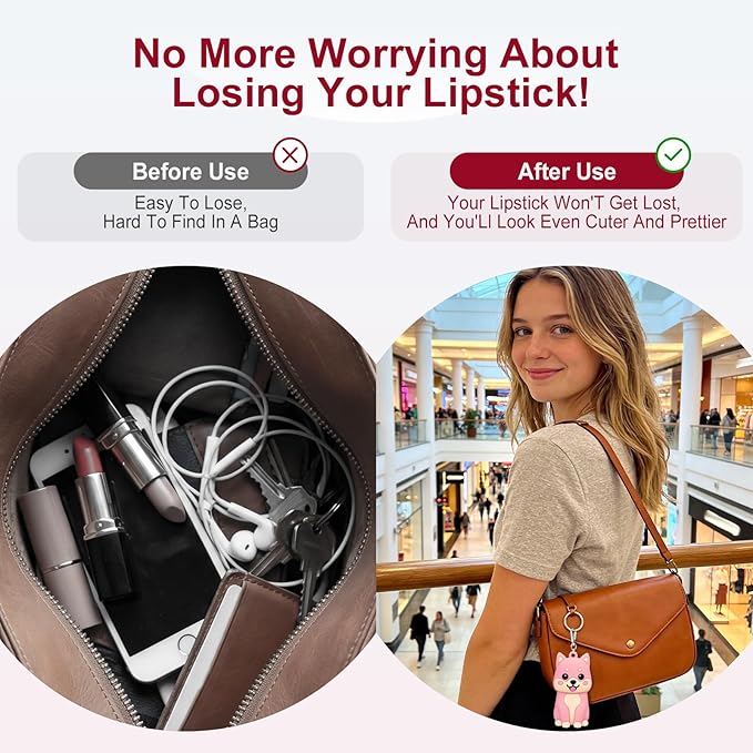 BrainKer Chapstick Holder Key Chain Cute Cartoon Design Lip Balm Holder Keychain Storage Bag Silicone Lip Gloss Holder Case