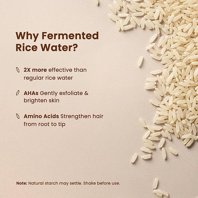 Fermented Rice Water Spray for Hair & Skin | Korean Glass Skin Hydrating Leave-In Mist for Shine, Smoothness & Frizz Control | Lightweight Daily Toner | 3.38 Fl Oz (100ml)