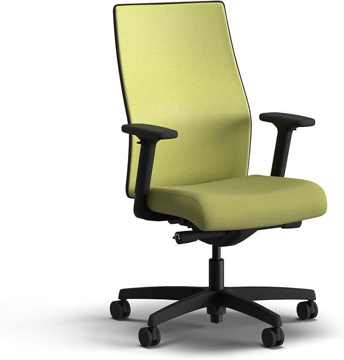 HON Ignition 2.0 Mid Back Task Chair, Spectrum Mesh, Advanced Synchro-Tilt Control, Office Chair with Lumbar Support, Height and Width Adjustable Arms, Black Frame, Pear