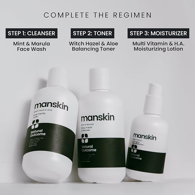 natural outcome Man Skin Moisturizer | Men's Face Cream Moisturizer | Anti Aging Daily face kit, Cleanser, Toner and Moisturizer (4 Oz)
