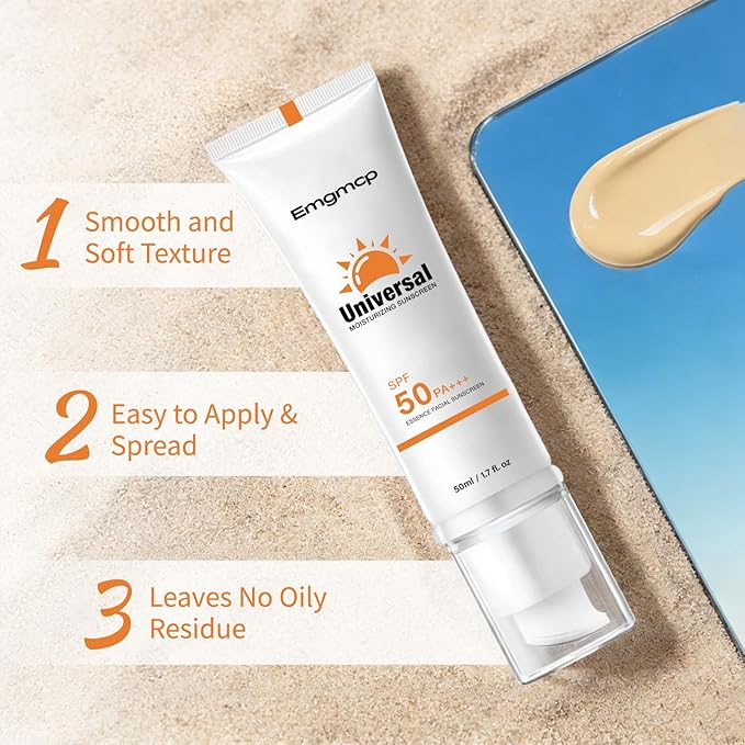 Tinted Sunscreen for Face SPF 50 Broad Spectrum, Hydrating Oil-Free Sheer Tint, No White Cast & Sweat Resistant, Tinted Moisturizer for Natural Glow, Non-Sticky Daily Sun Cream (1pc)