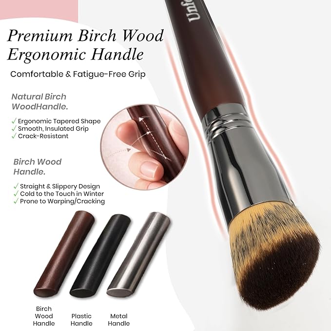 1-Pcs Tri-Color Layered Bristles Makeup Brush Set with Ergonomic Wood Handle- Daily Essential Cosmetic Brushes Kit for Professional Foundation, Concealer, Eyeshadow, Powder Blush
