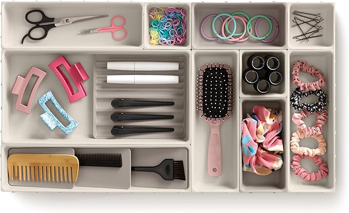 Joseph Joseph Viva - Modular 12-piece Makeup Beauty Drawer Organiser Set, Storage Boxes dividers for makeup, beauty grooming items, cosmetics, hair accessories