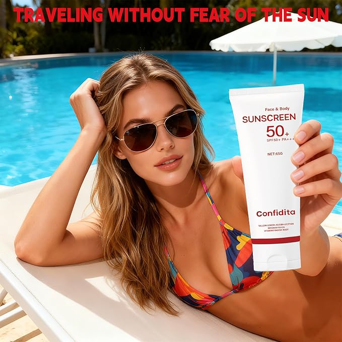 Tallow Sunscreen SPF 50 – Natural Face & Body Sunblock with Grass-Fed Tallow, Water Resistant, Non-Greasy Lightweight Formula for Sensitive Skin Hydration – 2.3 Fl Oz